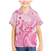 Personalised Memorial Pink Breast Cancer Awareness Family Matching Mermaid Dress and Hawaiian Shirt Plumeria Floral Tribal Pattern LT05 Son's Shirt Pink - Polynesian Pride