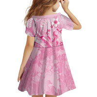 Personalised Memorial Pink Breast Cancer Awareness Family Matching Off The Shoulder Long Sleeve Dress and Hawaiian Shirt Plumeria Floral Tribal Pattern LT05 - Polynesian Pride