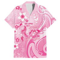 Personalised Memorial Pink Breast Cancer Awareness Hawaiian Shirt Plumeria Floral Tribal Pattern - Polynesian Pride