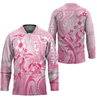 Personalised Memorial Pink Breast Cancer Awareness Hockey Jersey Plumeria Floral Tribal Pattern LT05 - Polynesian Pride