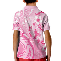 Personalised Memorial Pink Breast Cancer Awareness Kid Polo Shirt Plumeria Floral Tribal Pattern LT05 - Polynesian Pride