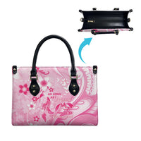 Memorial Pink Breast Cancer Awareness Leather Bag Plumeria Floral Tribal Pattern - Polynesian Pride