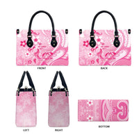 Memorial Pink Breast Cancer Awareness Leather Bag Plumeria Floral Tribal Pattern - Polynesian Pride