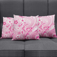 Memorial Pink Breast Cancer Awareness Pillow Cover Plumeria Floral Tribal Pattern - Polynesian Pride