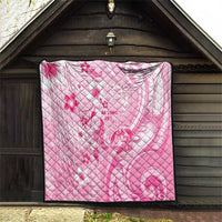 Memorial Pink Breast Cancer Awareness Quilt Plumeria Floral Tribal Pattern - Polynesian Pride