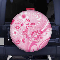Memorial Pink Breast Cancer Awareness Spare Tire Cover Plumeria Floral Tribal Pattern - Polynesian Pride