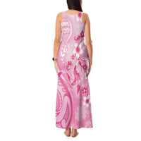 Personalised Memorial Pink Breast Cancer Awareness Tank Maxi Dress Plumeria Floral Tribal Pattern - Polynesian Pride