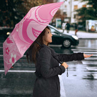 Memorial Pink Breast Cancer Awareness Umbrella Plumeria Floral Tribal Pattern - Polynesian Pride