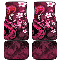 Personalised Memorial Breast Cancer Awareness Car Mats Plumeria Floral Tribal Pattern - Polynesian Pride