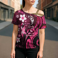 Personalised Memorial Breast Cancer Awareness Cross Shoulder Shirt Plumeria Floral Tribal Pattern LT05 - Polynesian Pride