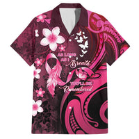 Personalised Memorial Breast Cancer Awareness Family Matching Long Sleeve Bodycon Dress and Hawaiian Shirt Plumeria Floral Tribal Pattern - Polynesian Pride