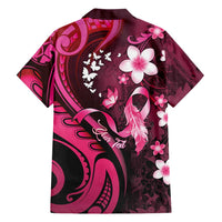Personalised Memorial Breast Cancer Awareness Family Matching Long Sleeve Bodycon Dress and Hawaiian Shirt Plumeria Floral Tribal Pattern LT05 - Polynesian Pride