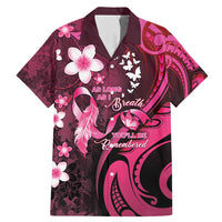 Personalised Memorial Breast Cancer Awareness Family Matching Mermaid Dress and Hawaiian Shirt Plumeria Floral Tribal Pattern LT05 Dad's Shirt - Short Sleeve Black - Polynesian Pride