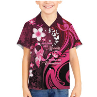 Personalised Memorial Breast Cancer Awareness Family Matching Mermaid Dress and Hawaiian Shirt Plumeria Floral Tribal Pattern LT05 Son's Shirt Black - Polynesian Pride