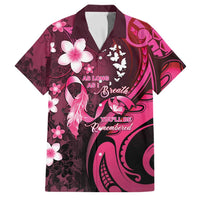 Personalised Memorial Breast Cancer Awareness Family Matching Short Sleeve Bodycon Dress and Hawaiian Shirt Plumeria Floral Tribal Pattern LT05 Dad's Shirt - Short Sleeve Black - Polynesian Pride