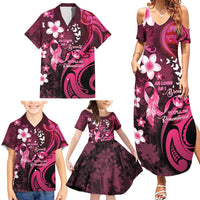 Personalised Memorial Breast Cancer Awareness Family Matching Summer Maxi Dress and Hawaiian Shirt Plumeria Floral Tribal Pattern LT05 - Polynesian Pride