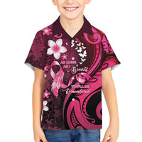 Personalised Memorial Breast Cancer Awareness Family Matching Tank Maxi Dress and Hawaiian Shirt Plumeria Floral Tribal Pattern LT05 Son's Shirt Black - Polynesian Pride
