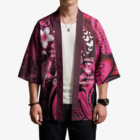 Personalised Memorial Breast Cancer Awareness Kimono Plumeria Floral Tribal Pattern - Polynesian Pride