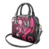 Memorial Breast Cancer Awareness Shoulder Handbag Plumeria Floral Tribal Pattern - Polynesian Pride
