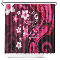 Memorial Breast Cancer Awareness Shower Curtain Plumeria Floral Tribal Pattern - Polynesian Pride