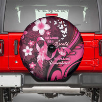 Memorial Breast Cancer Awareness Spare Tire Cover Plumeria Floral Tribal Pattern - Polynesian Pride