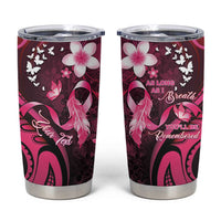 Personalised Memorial Breast Cancer Awareness Tumbler Cup Plumeria Floral Tribal Pattern - Polynesian Pride