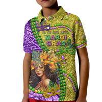 Personalised Hawaii Mardi Gras Kid Polo Shirt Polynesian Pattern With Glitter Style LT05 Kid Yellow - Polynesian Pride