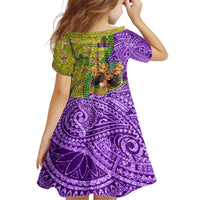 Personalised Hawaii Mardi Gras Kid Short Sleeve Dress Polynesian Pattern With Glitter Style LT05 - Polynesian Pride