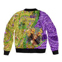 Personalised Hawaii Mardi Gras Sleeve Zip Bomber Jacket Polynesian Pattern With Glitter Style LT05 - Polynesian Pride