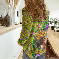 Personalised Hawaii Mardi Gras Women Casual Shirt Polynesian Pattern With Glitter Style LT05 - Polynesian Pride
