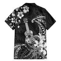 Hawaii Ukulele Family Matching Mermaid Dress and Hawaiian Shirt Polynesian Pattern Mix Hibiscus Black Version LT05 - Polynesian Pride