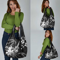 Hawaii Ukulele Grocery Bag Polynesian Pattern Mix Hibiscus Black Version