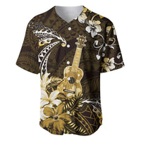 Hawaii Ukulele Baseball Jersey Polynesian Pattern Mix Hibiscus Gold Version LT05 Gold - Polynesian Pride