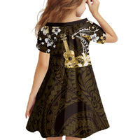 Hawaii Ukulele Family Matching Off Shoulder Maxi Dress and Hawaiian Shirt Polynesian Pattern Mix Hibiscus Gold Version LT05 - Polynesian Pride