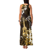 Hawaii Ukulele Family Matching Tank Maxi Dress and Hawaiian Shirt Polynesian Pattern Mix Hibiscus Gold Version LT05 - Polynesian Pride