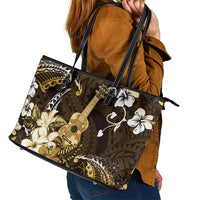Hawaii Ukulele Leather Tote Bag Polynesian Pattern Mix Hibiscus Gold Version LT05 - Polynesian Pride