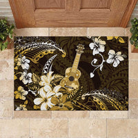 Hawaii Ukulele Rubber Doormat Polynesian Pattern Mix Hibiscus Gold Version LT05 Gold - Polynesian Pride