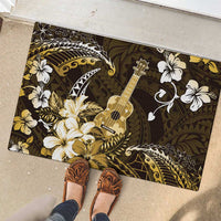 Hawaii Ukulele Rubber Doormat Polynesian Pattern Mix Hibiscus Gold Version LT05 - Polynesian Pride