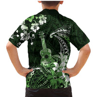 Hawaii Ukulele Family Matching Mermaid Dress and Hawaiian Shirt Polynesian Pattern Mix Hibiscus Green Version LT05 - Polynesian Pride