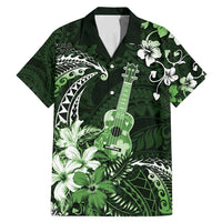 Hawaii Ukulele Family Matching Mermaid Dress and Hawaiian Shirt Polynesian Pattern Mix Hibiscus Green Version LT05 Dad's Shirt - Short Sleeve Green - Polynesian Pride