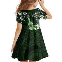 Hawaii Ukulele Family Matching Off Shoulder Maxi Dress and Hawaiian Shirt Polynesian Pattern Mix Hibiscus Green Version LT05 - Polynesian Pride