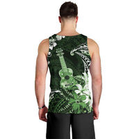 Hawaii Ukulele Men Tank Top Polynesian Pattern Mix Hibiscus Green Version LT05
