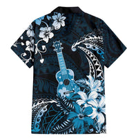 Hawaii Ukulele Family Matching Mermaid Dress and Hawaiian Shirt Polynesian Pattern Mix Hibiscus Blue Version LT05 - Polynesian Pride