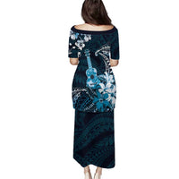 Hawaii Ukulele Puletasi Polynesian Pattern Mix Hibiscus Blue Version LT05 - Polynesian Pride
