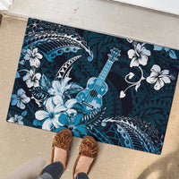 Hawaii Ukulele Rubber Doormat Polynesian Pattern Mix Hibiscus Blue Version LT05 - Polynesian Pride