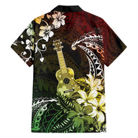 Hawaii Ukulele Family Matching Long Sleeve Bodycon Dress and Hawaiian Shirt Polynesian Pattern Mix Hibiscus Reggae Version LT05 - Polynesian Pride