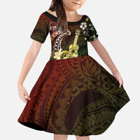 Hawaii Ukulele Family Matching Mermaid Dress and Hawaiian Shirt Polynesian Pattern Mix Hibiscus Reggae Version LT05 Daughter's Dress Reggae - Polynesian Pride