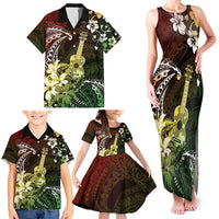 Hawaii Ukulele Family Matching Tank Maxi Dress and Hawaiian Shirt Polynesian Pattern Mix Hibiscus Reggae Version LT05 - Polynesian Pride
