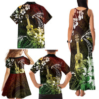 Hawaii Ukulele Family Matching Tank Maxi Dress and Hawaiian Shirt Polynesian Pattern Mix Hibiscus Reggae Version LT05 - Polynesian Pride