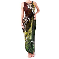 Hawaii Ukulele Family Matching Tank Maxi Dress and Hawaiian Shirt Polynesian Pattern Mix Hibiscus Reggae Version LT05 Mom's Dress Reggae - Polynesian Pride